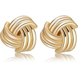 Women's Chunky Knot Lightweight Trendy Jewelry Earrings 14k Gold Plated